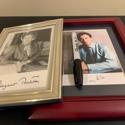Tony Blair Margaret Thatcher Phyllis George Autographed Photos - 2 framed