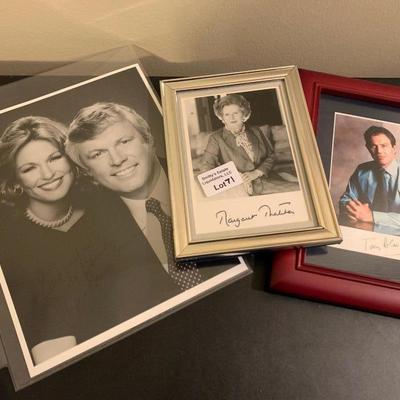 Tony Blair Margaret Thatcher Phyllis George Autographed Photos - 2 framed
