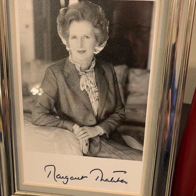 Tony Blair Margaret Thatcher Phyllis George Autographed Photos - 2 framed