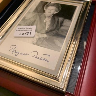 Tony Blair Margaret Thatcher Phyllis George Autographed Photos - 2 framed
