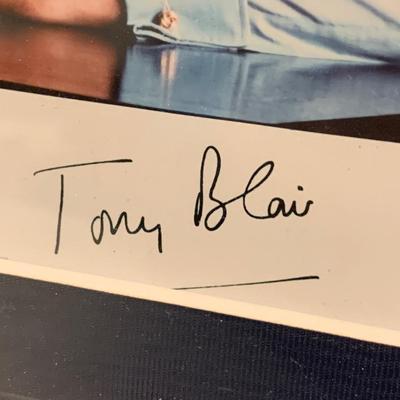 Tony Blair Margaret Thatcher Phyllis George Autographed Photos - 2 framed