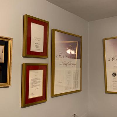 5 Framed Nancy & Ronald Reagan Signed Documents / Posters