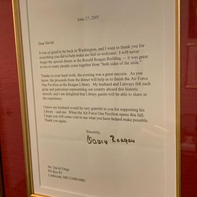 5 Framed Nancy & Ronald Reagan Signed Documents / Posters