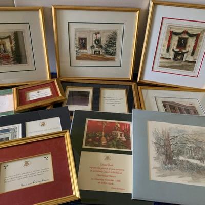Large Lot of Framed or Matted White House Christmas Cards