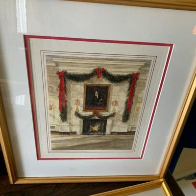 Large Lot of Framed or Matted White House Christmas Cards