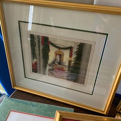 Large Lot of Framed or Matted White House Christmas Cards