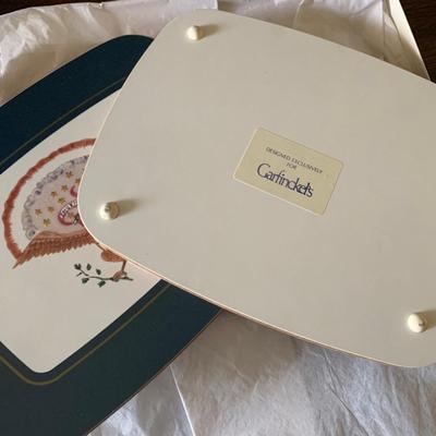 Vintage Garfinkels Footed Placemats / Trivets in box /
