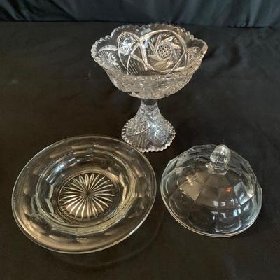 Ornate Glass Pedestal Dishes incl. Frank M. Whiting Sterling Silver (K-HS)