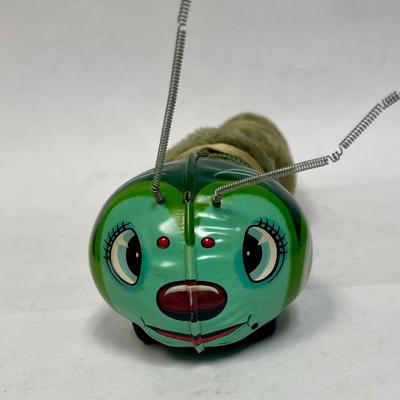 Rare Vintage Green Mechanical Life Caterpiller Wind Up Tin Litho Toy Daiya Japan