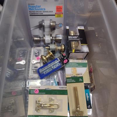 Large Collection of Doorknob Sets, Hinges, Locks Sets, and Hardware