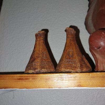 INDIAN FIGURINE AND TWO T'PEES