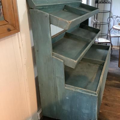 337 Antique Original General Store Graduated Display Shelf on Wheels