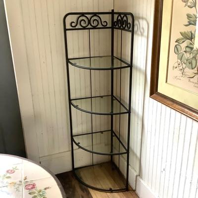 340 Vintage Metal & Glass Corner Stand