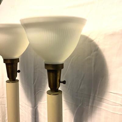 343 Vintage Solid Brass Torch Lamps with Milk Glass Shades