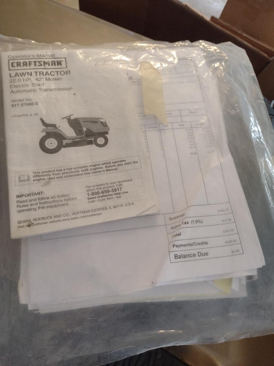 Craftsman Lawn Tractor YS 4500 In Working Order 22 HP 42 Mowing Deck Model 917 .27660 538 Hours EstateSales