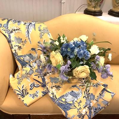 349 Three Lined Half Moon Yellow and Blue Panels with Faux Arrangement
