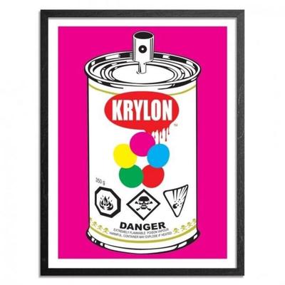 Denial SIGNED KRYLON POP CAN““ PINK VARIANT ““ SCREEN PRINT ART Framed Limited