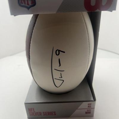 Justin Tucker Autographed Wilson Mini white panel Football - Beckett Witnessed.