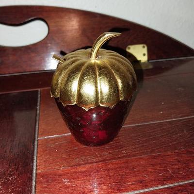 VINTAGE CANDY DISH-DECRO PLATE AND GLASS APPLE JELLY/SUGAR HOLDER