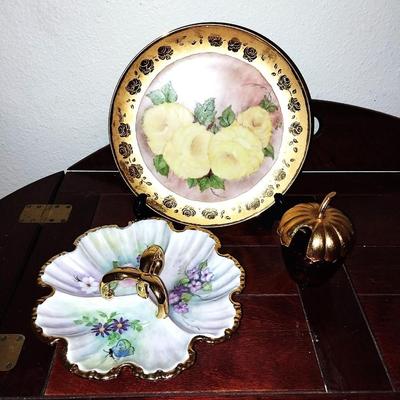 VINTAGE CANDY DISH-DECRO PLATE AND GLASS APPLE JELLY/SUGAR HOLDER