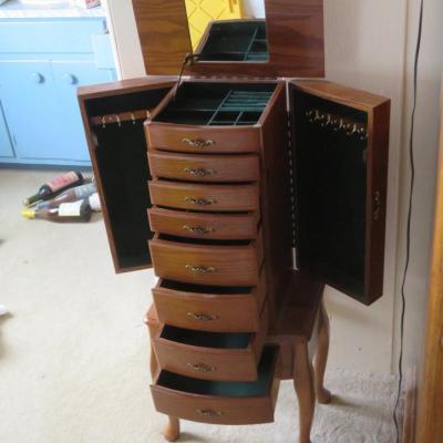 Thomas Pacconi JEWELRY CHEST Oak Wood Green Velvet Lining