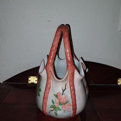 VINTAGE HAND PAINTED BASKET AND VASE