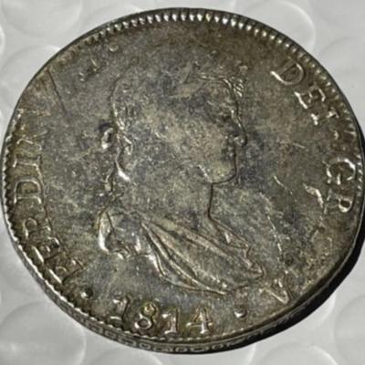 Mexico 1814-JJ Circulated Condition Silver 8-Reales Preowned from an Estate. Cleaned & Polished at One Time.