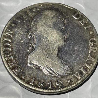 Mexico 1819-JJ Circulated Condition Silver 8-Reales Preowned from an Estate. Cleaned & Polished at One Time.