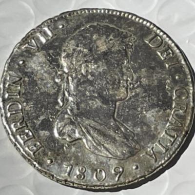 Bolivia 1809 PTS PJ 8 Reales Circulated Condition Silver Coin Preowned from an Estate as Pictured. Cleaned & Polished at One Time.