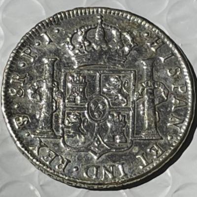 Bolivia 1809 PTS PJ 8 Reales Circulated Condition Silver Coin Preowned from an Estate as Pictured. Cleaned & Polished at One Time.