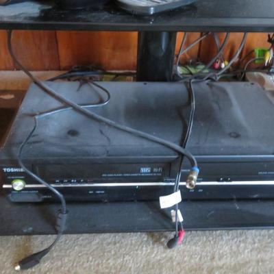 Samsung 50" Flat Screen TV on Stand , Panasonic Sound Bar, and Toshiba DVD & VHS combo Player - Like New