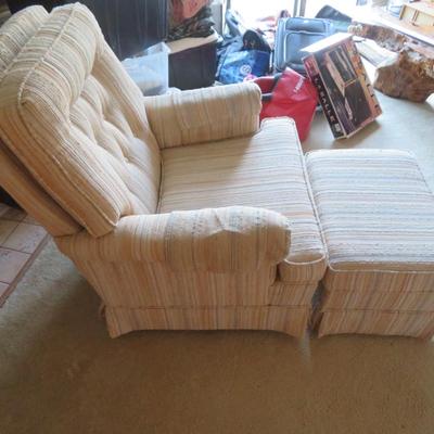 Mid-Century Modern Tufted Side Chair & Ottoman