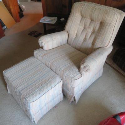 Mid-Century Modern Tufted Side Chair & Ottoman