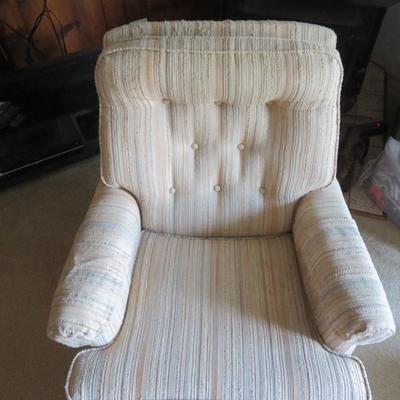 Mid-Century Modern Tufted Side Chair & Ottoman