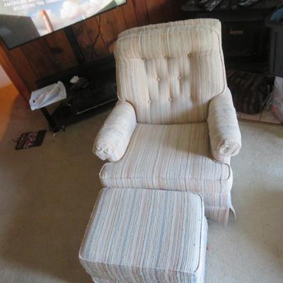 Mid-Century Modern Tufted Side Chair & Ottoman