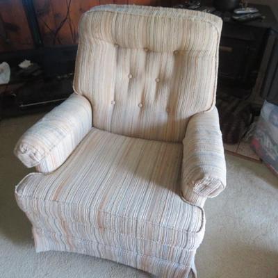 Mid-Century Modern Tufted Side Chair & Ottoman