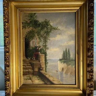 Early Dated 1905 Signed AL PETERSON Oil/Canva Paintings in a Great Gold Leaf Frame as Pictured. (FRAME SIZES ARE 13