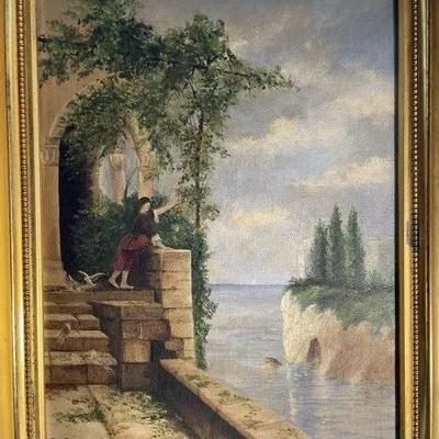 Early Dated 1905 Signed AL PETERSON Oil/Canva Paintings in a Great Gold Leaf Frame as Pictured. (FRAME SIZES ARE 13" x 16").