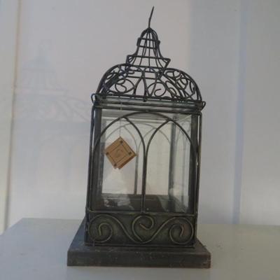 Large tabletop glass house, wrought iron birdcage terrarium display box By Red Carpet Studios