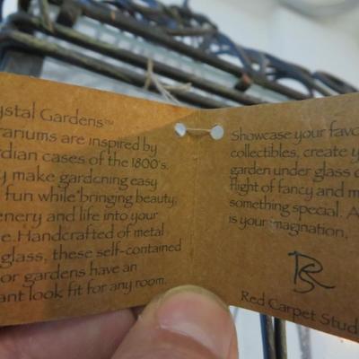 Large tabletop glass house, wrought iron birdcage terrarium display box By Red Carpet Studios