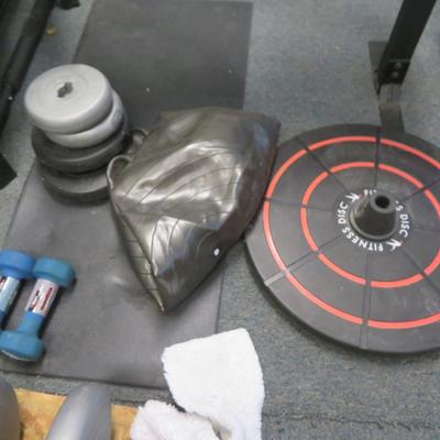 Gym Equipment Lot - Marcy Weight Bench, Body Blade, Aero Pilates - All Seen in Photos.