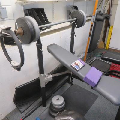 Gym Equipment Lot - Marcy Weight Bench, Body Blade, Aero Pilates - All Seen in Photos.