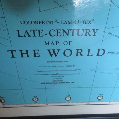 Color Print Lam-O-Tex World Map, 41.5" x 65.5"