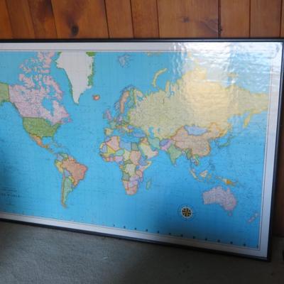 Color Print Lam-O-Tex World Map, 41.5" x 65.5"
