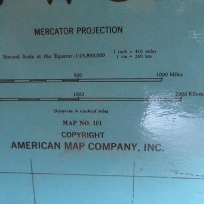 Color Print Lam-O-Tex World Map, 41.5" x 65.5"