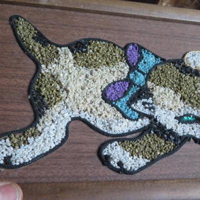 Midcentury gravel art pebble art, kittens playing, Charming Wall Art