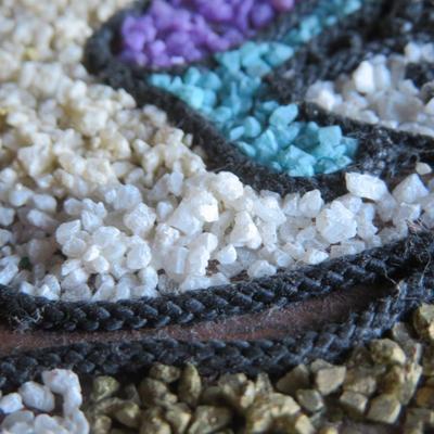 Midcentury gravel art pebble art, kittens playing, Charming Wall Art