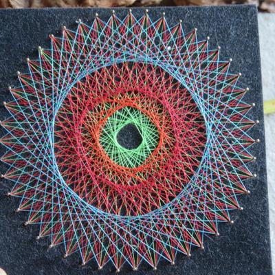 Vintage/Retro/Psychedelic 1960-1970 String/Thread Brass Nail Art Work Lot of 2 OWL & Sphere