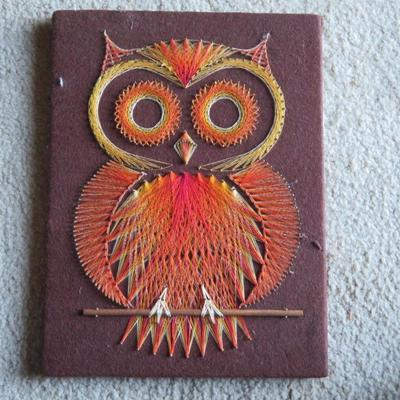 Vintage/Retro/Psychedelic 1960-1970 String/Thread Brass Nail Art Work Lot of 2 OWL & Sphere
