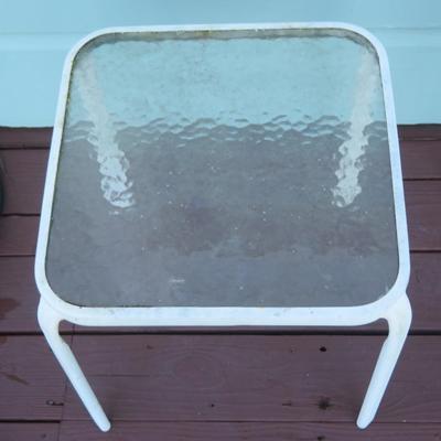 Pair of Metal and Glass Outdoor Side Table